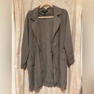 Forever 21 Longline Open Front Jacket Grey Oversized convertible sleeves